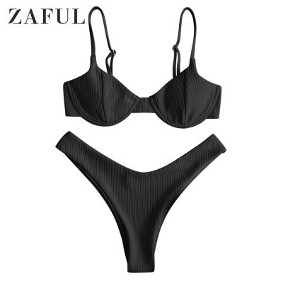 China ZAFUL Anti-UV Hot Selling Swimwear Ribbed Underwire Leg Swimwear Beach Wear Bikini Top for sale