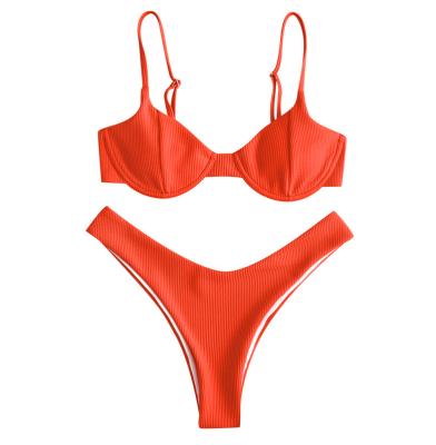 China ZAFUL Anti-UV Hot Selling Swimwear Ribbed Underwire Leg Bikini Tops 2021 Swimwear for sale