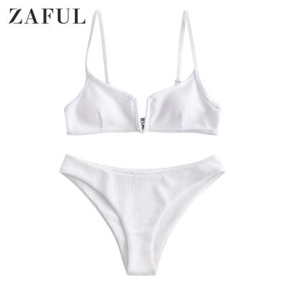 China ZAFUL Anti-UV Hot Selling Swimwear Ribbed V Wired Camisoles Swimwear Beach Wear Bikini for sale