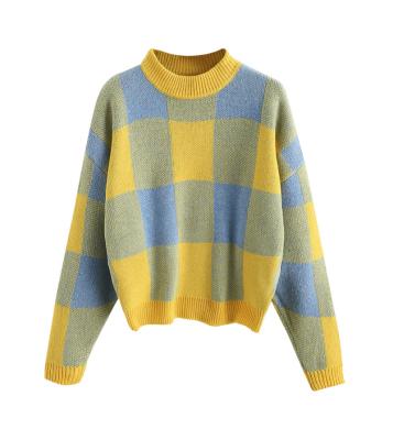 China Anti Shrink Intarsia Knit Graphic Crewneck Sweater Women Sweater for sale