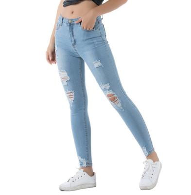 China Others distressed skinny light wash jeans ladies for sale