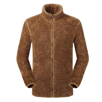 China Faux Fur Waterproof Solid Fuzzy Zip Up Stand Collar Jacket For Outdoor Men's Sports for sale