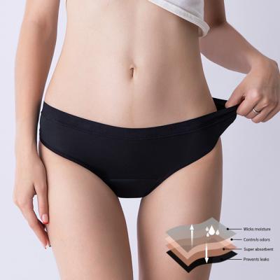 China Wholesales Breathable 4 Layers Black Nylon Water Proof Leakproof Women Briefs Menstrual Period Underwear Panties for sale