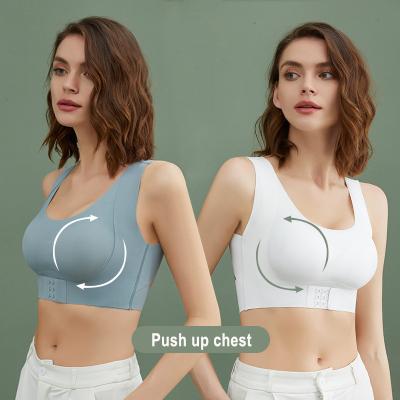 China High Quality Push Up Front Back Cross Breathable Closure Adjustment Fitness Laser Cut Seamless Corrected Posture Women Yoga Sports Bra for sale