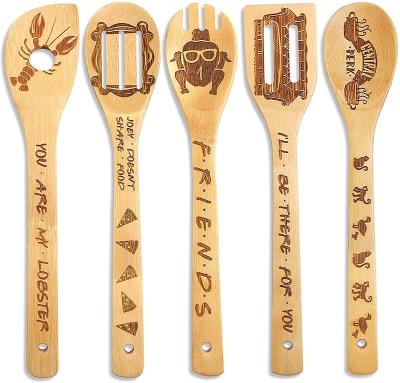 China Amazon Eco Sustainable Hot Selling Kitchen Set Custom Magic Shovel Bamboo Spoon 5 Pieces For Home Kitchen Tool Kits Utensils for sale