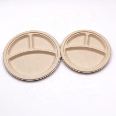 China Modern Disposable Biodegradable Fiber Color 100% Pure Bamboo Restaurant Special Tableware 3 Compartment Dish for sale