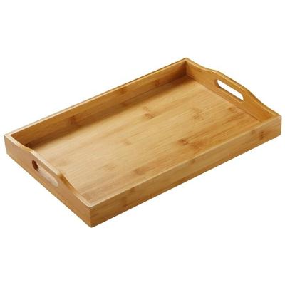 China Wholesale Cheap Natural Wooden Tray Woven Bamboo Serving Trays Eco Friendly Bamboo Tray for sale