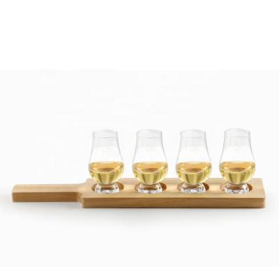 China Hotel Hot Selling 3 Cup Personalized Wooden Shot Glass Holder Tray With Handle Wine Bottle Tray for sale