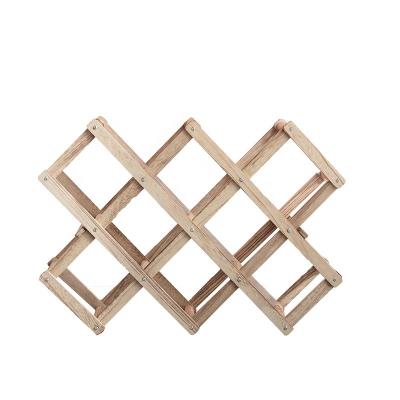 China Decorative Foldable Solid Wood Bamboo Wine Rack Countertop 8 Slots Rack Foldable Stackable Storage Rack Large for sale