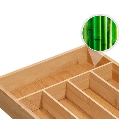 China Sustainable bamboo expandable cutlery Tray Organizer /kitchen drawer cutlery for sale