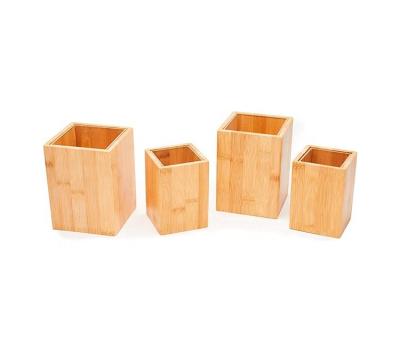 China Utensil Holder Tableware Organizer Square Bamboo Storage Sustainable Natural Bamboo Rack for sale