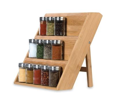 China Sustainable Eco-Friendly Wood Bamboo Organizer Drawer Tray 3 Tier Spice Rack for sale