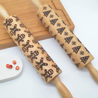 China Viable Cartoon Pin Cake Cookie Fondant Baking Dough Carving Roll Christmas Tree Snowman Fondant Cake Engrave for sale