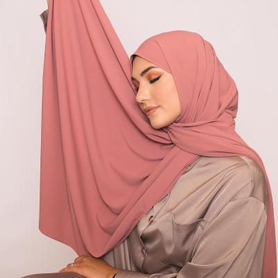 China Newest Scarf Customize Hijabs Luxury Opaque Soft Silk Stretch Chiffon Muslim Hijab Shawl Scarves for sale