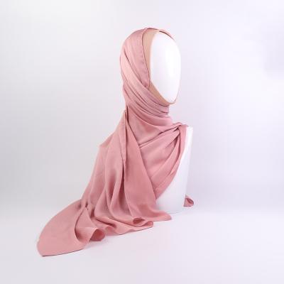 China Malaysia Silk Plain Satin New Arrivals Solid Color Textured Dotted Pleated Satin Silk Scarf by tudungpeople for sale