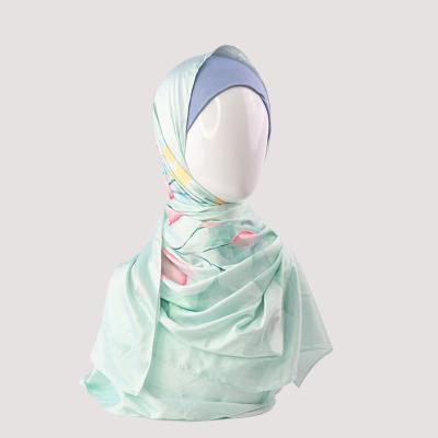 China Satin Malaysia Silk Scarf Printed Tudung Matte Satin Silk Shawl Satin Hijab Scarves for sale