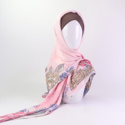 China Newest scarf wholesale printed bawal chiffon premium scarf square tudung for malaysian women for sale