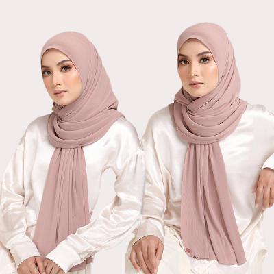 China Newest Scarf Customize High Quality Mini Pleated Chiffon Hijabs Muslim Shawl For Malaysia for sale