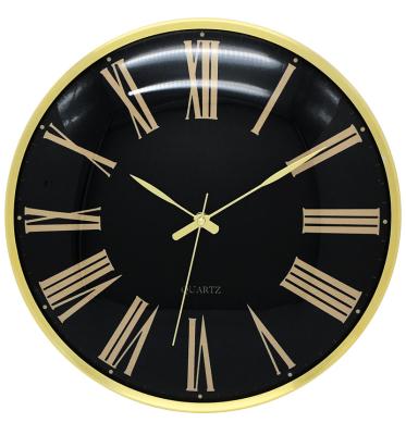 China FILE Factory Promotional Modern 14 Inch Roman Arch Glass Metal Wall Clock For Living Room for sale