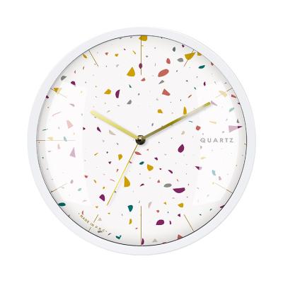 China KOREAN minimalist design white case terrazzo dial arched glass-metal wall clock for home decor for sale