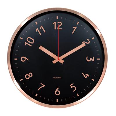 China Art Decor 2022 Rose Gold Color Customized Top Selling Metal Frame Aluminum Dial Movement Silent Wall Clock for sale