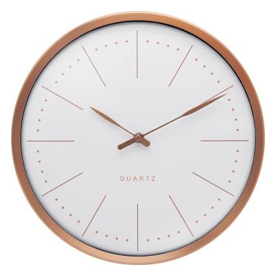 China Antique Style Customized Luxury Rose Gold Case Minimalist Dial Arched Glass Metal Wall Clock For Home Decor for sale