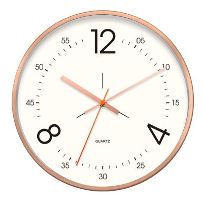 China Wholesale Simple Elegant Modern Satin Case Metal Style Clock Dial Brush And Wall Clock For Home Decoration for sale