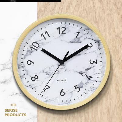 China American style simple modern elegant marble dial color wooden case 8 inch plastic wall clock for gift clock for sale