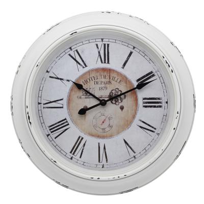 China 16 Inch Clock European Retro Non Ticking Vintage Round Plastic Wall Clock For Living Room for sale