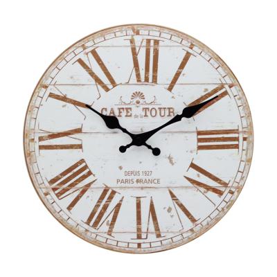 China Antique Style Fine Wood Wall Decor France Style MDF Clock Wooden Wall Clock for sale