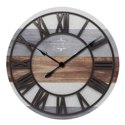 China Antique Style 14 Inch Vintage Roman Numeral Dial Farmhouse Clock Decorative Wall Clock for sale