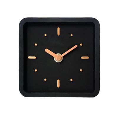 China Square Shape Resin Clock Metal Minimalist Customized Hands Design On Desk And Table Clock For Gift Clock for sale