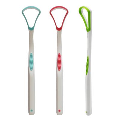 China Tongue Cleaning Customize Logo Plastic Tongue Scraper Tongue Cleaner Scraper for sale