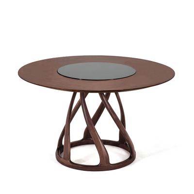 China Various Painting Walnut Marble Stone Durable Light Wood Dining Round Dining Table Set for sale