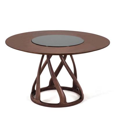 China Durable High Quality Marble Stone Walnut Dining Room Furniture Round Wood Dining Table for sale