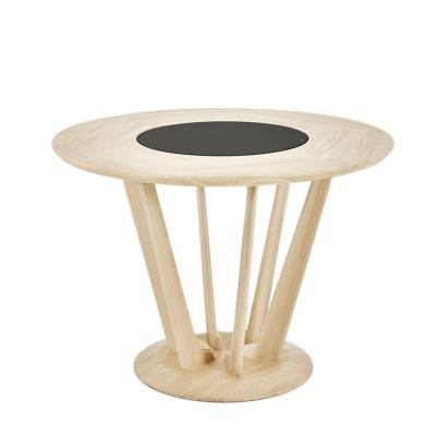 China Top Quality Durable Luxury White Ash Marble Stone Wooden Round Dining Table for sale