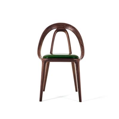 China Durable Nordic Luxury Leather Walnut Wood Dining Chair for sale