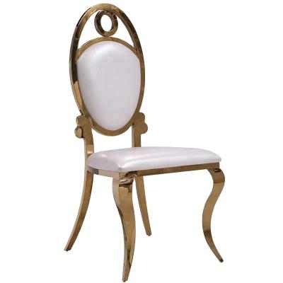 China Modern new design rental fancy white and gold leg stell wedding stainless steel chairs for sale