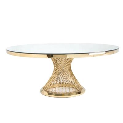 China Basic Luxury Trendy Wedding Stainless Steel Use Glass Top Tables for sale