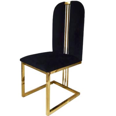 China Luxury Golden Use Stainless Steel Legs Dining Chair Metal Leg Velvet Fabric for sale