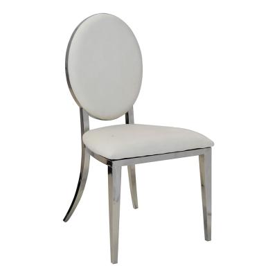 China Luxury Silver Stainless Steel Dining Chair Leg With White PU Leather Cushion for sale