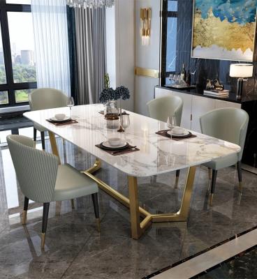 China Luxury use dining table set De luxe a manger comedor white marble dining table for sale