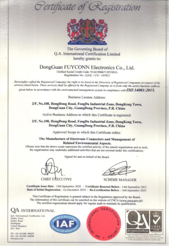  - Dongguan Fuyconn Electronics Co,.LTD