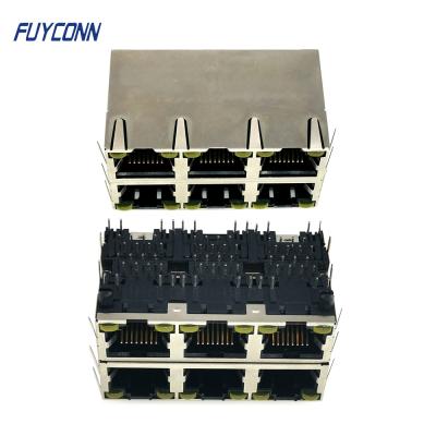 中国 2x3 6は女性RJ45コネクターPCB 48 Pinモジュラー ジャックのコネクターを左舷に取る 販売のため