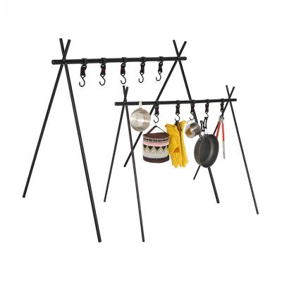 China Outdoor Camping Increasing Home Portable Camping Accessories Moving Clothes Shelf Outdoor Hanger Stand Hanging Rack with 5 Movable Hooks for sale