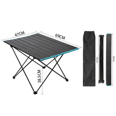 China DELUXEFIT Outdoor Furniture Space Saving Easy Carry Lightweight Folding Aluminum Portable Camping Picnic Table for sale