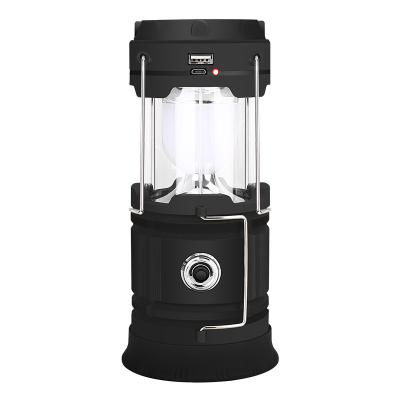 China DELUXEFIT Solar Power Hanging Plastic Outdoor Multifunctional Rechargeable COB Led Camping Lantern Light for sale