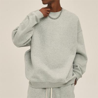 China Anti-wrinkle Men's Wholesale 100% cotton Crew Neck sweatshirt Plus Sized Plain Custom Heavy Weight Crewneck Sweatshirt for sale