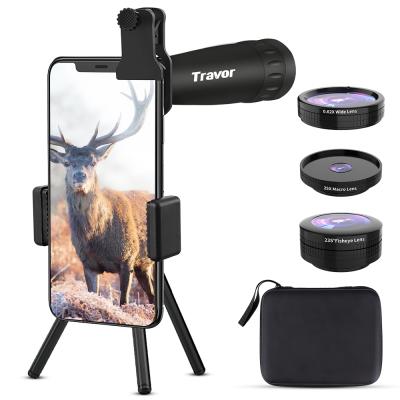 China Travor portable 4 in 1 cell phone camera fisheye telephoto zoom macro wide angle lens mobile phone len phone lens for mobil phone for sale