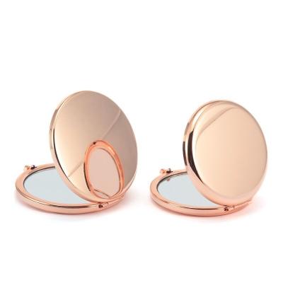 China Wholesale Double Sided Cabinet Round Metal Rose Gold Silver Mini Double Sided Makeup Mirror for sale